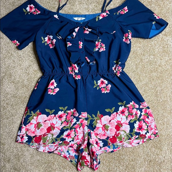 Jumpsuits XL- Color Flowers Pink and Blue - Picture 1 of 5